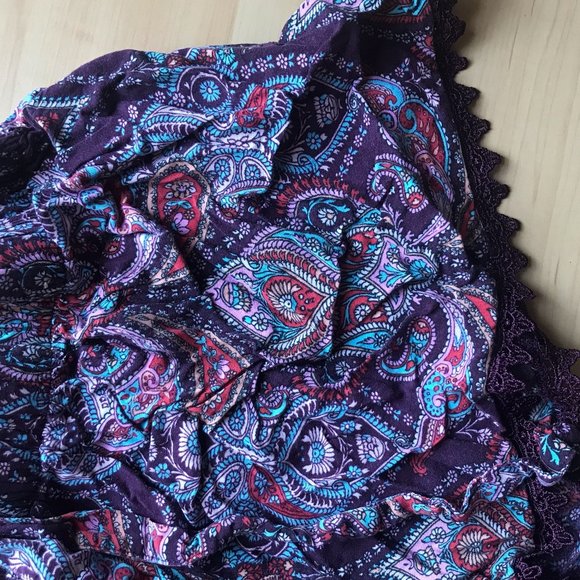 Billabong - Love To Lounge Elastic Waist Shorts - Purple & Paisley - Women 8-10 - Picture 6 of 7